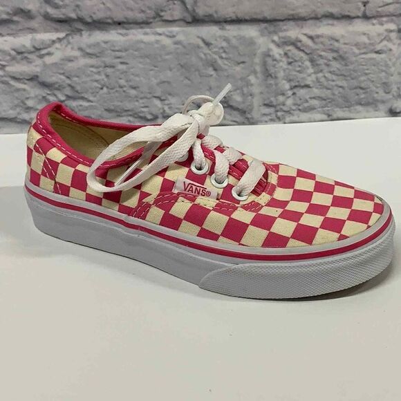 Vans Canvas‎ Pink Checkered Lace Up Sneakers Kids Size 12.5 - Picture 1 of 7